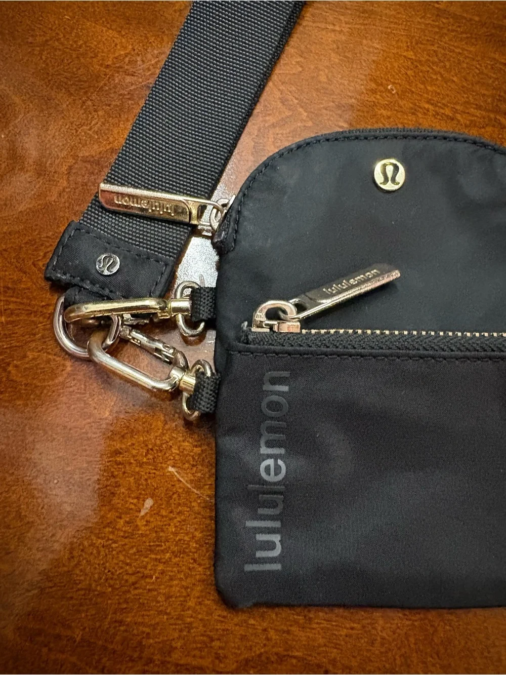 lululemon athletica Black Zip Pouch Duo with Gold Hardware